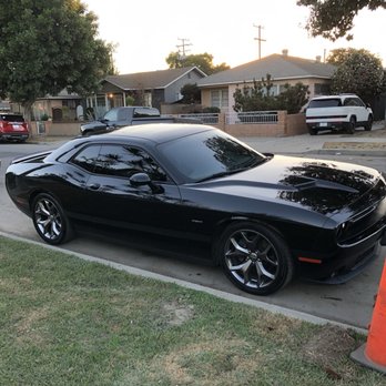 Black Dodge Challenger on new wheels
